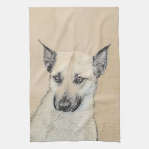 Chinook (Pointed Ears) Painting - Original Dog Art Kitchen Towel