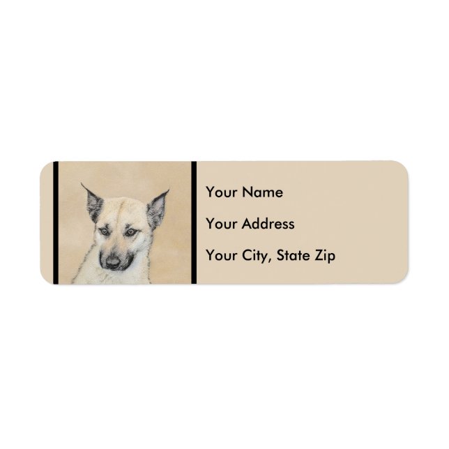 Chinook (Pointed Ears) Painting - Original Dog Art Label (Front)