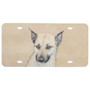 Chinook (Pointed Ears) Painting - Original Dog Art License Plate