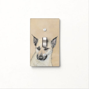 Chinook (Pointed Ears) Painting - Original Dog Art Light Switch Cover