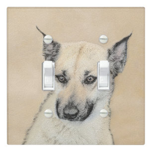Chinook (Pointed Ears) Painting - Original Dog Art Light Switch Cover