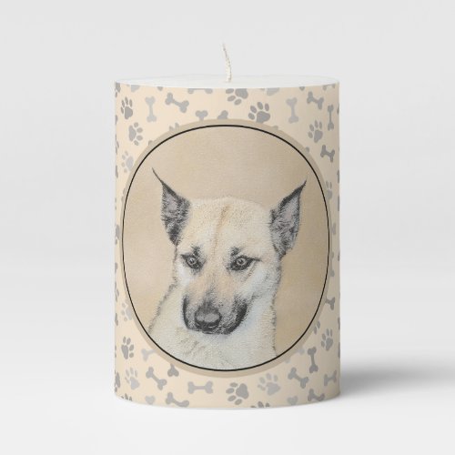 Chinook Pointed Ears Painting _ Original Dog Art Pillar Candle