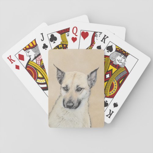 Chinook Pointed Ears Painting _ Original Dog Art Playing Cards