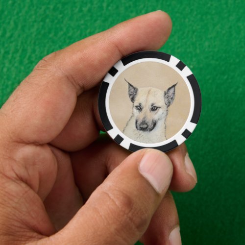 Chinook Pointed Ears Painting _ Original Dog Art Poker Chips