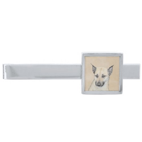 Chinook Pointed Ears Painting _ Original Dog Art Silver Finish Tie Clip