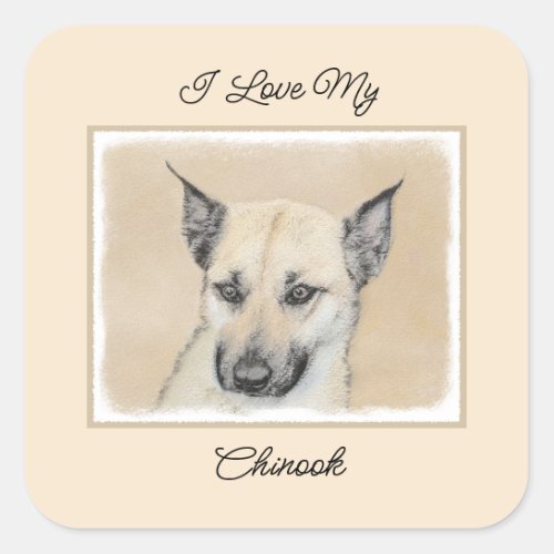 Chinook Pointed Ears Painting _ Original Dog Art Square Sticker