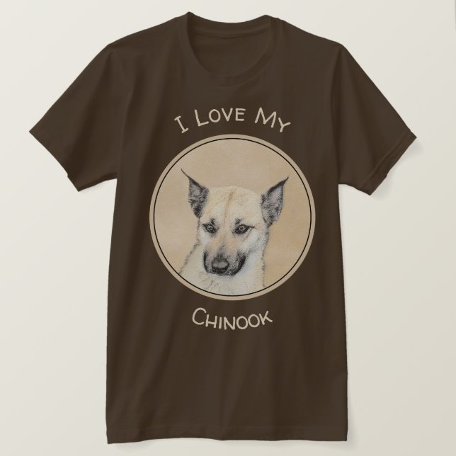 Chinook (Pointed Ears) Painting - Original Dog Art T-Shirt (Design Front)