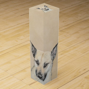 Chinook (Pointed Ears) Painting - Original Dog Art Wine Box