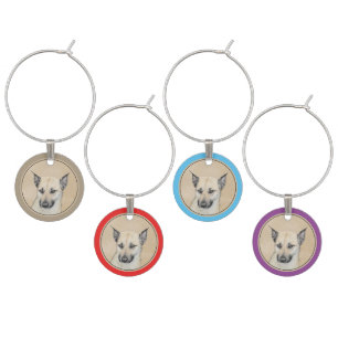 Chinook (Pointed Ears) Painting - Original Dog Art Wine Charm