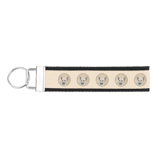Chinook (Pointed Ears) Painting - Original Dog Art Wrist Keychain (Keys on Left)