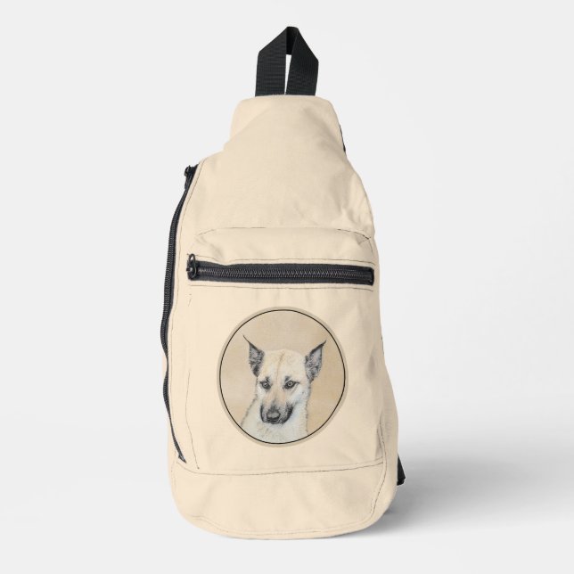 Chinook Puppy Pointed Ears Painting Pet Dog Art Sling Bag (Front)