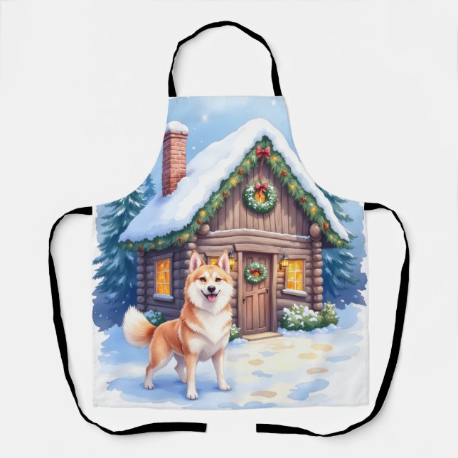 Chinook Rustic Log Cabin Christmas Art Apron (Front)