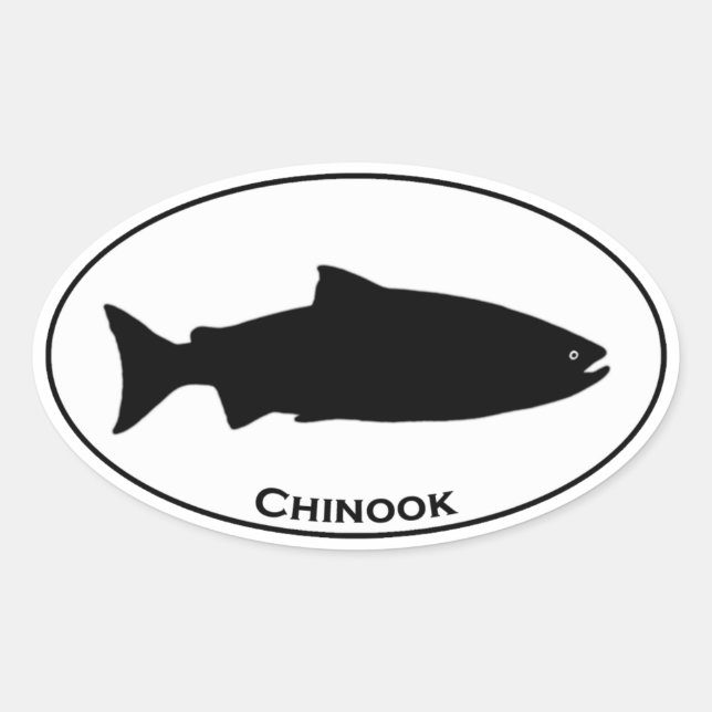 Chinook Salmon Oval Logo Oval Sticker (Front)