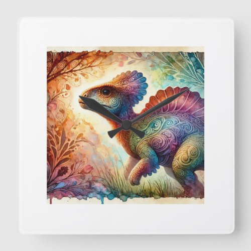 Chinshakiangosaurus 190624AREF109 _ Watercolor Square Wall Clock