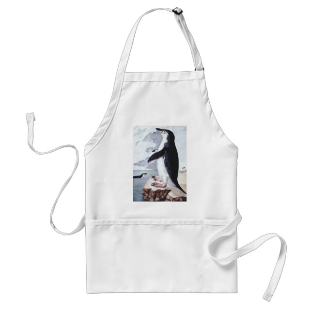 Chinstrap Penguin, Vintage Birds from Antarctica Adult Apron (Front)