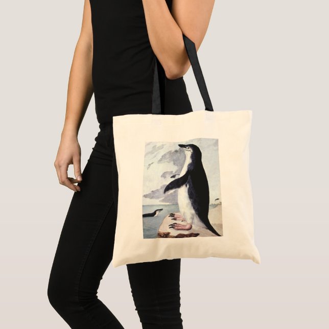 Chinstrap Penguin, Vintage Birds from Antarctica Tote Bag (Front (Product))