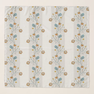 Chintz Floral Stripe Rust and Teal Scarf