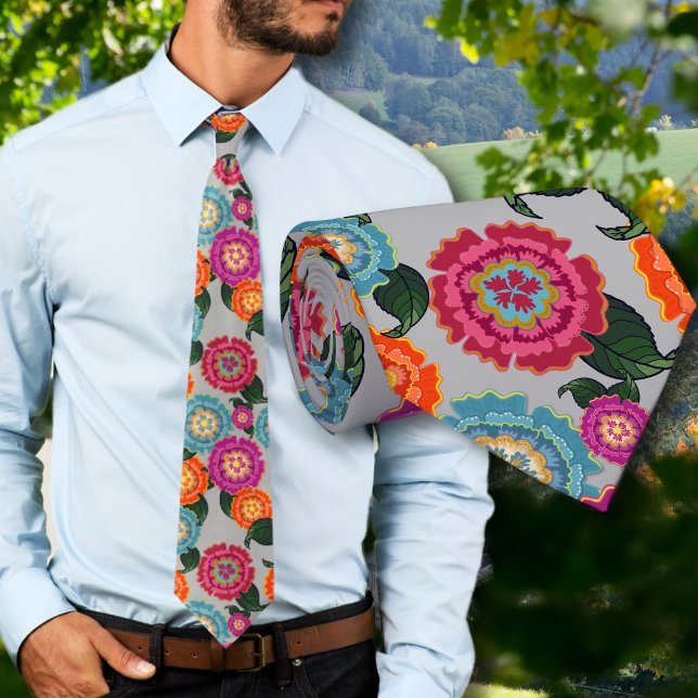 Chintz Meadow Floral Art Pattern Neck Tie (Creator Uploaded)