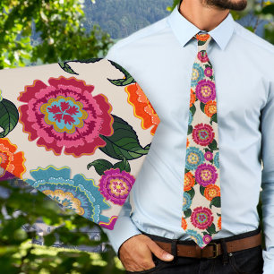 Chintz Meadow Floral Art Pattern Neck Tie