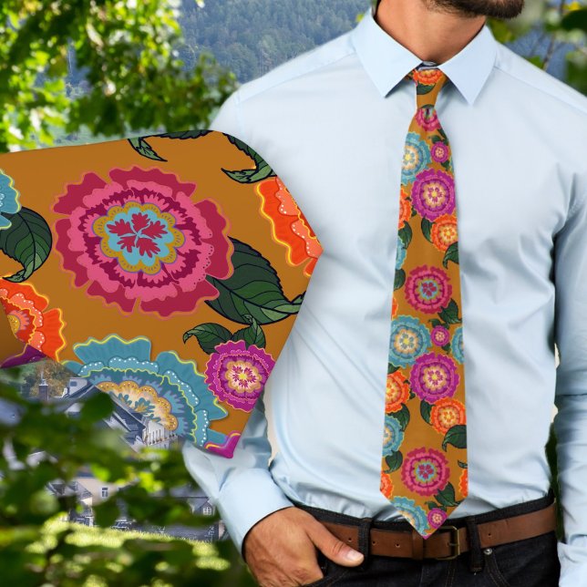 Chintz Meadow Floral Art Pattern Neck Tie (Creator Uploaded)