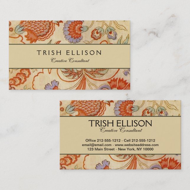 Chintz Paisley Antique Floral Pattern Business Card (Front/Back)