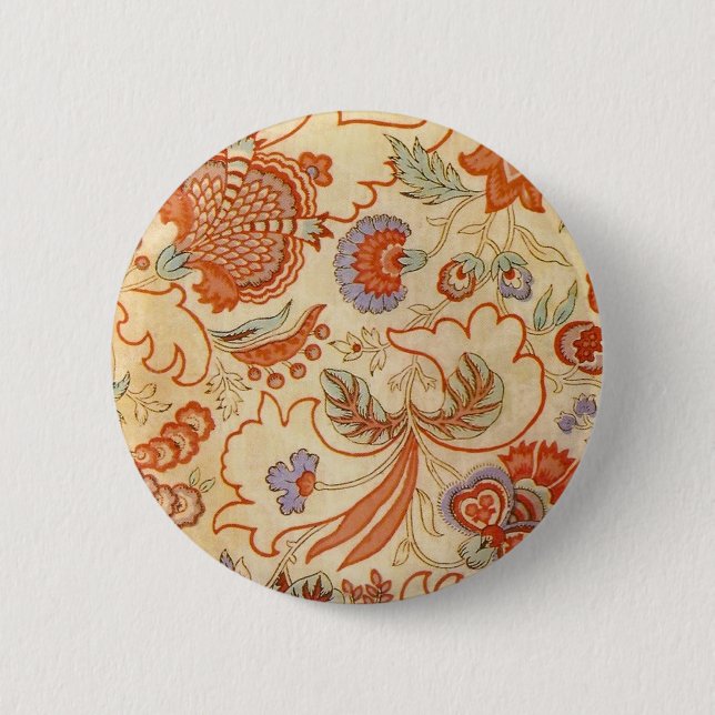 Chintz Paisley Antique Floral Pattern Button (Front)