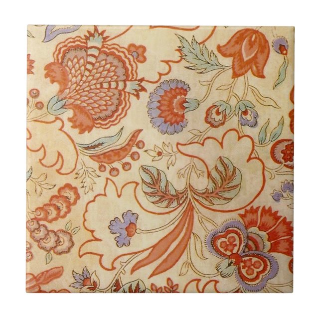 Chintz Paisley Antique Floral Pattern Ceramic Tile (Front)