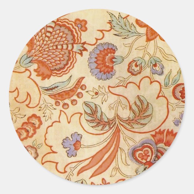 Chintz Paisley Antique Floral Pattern Classic Round Sticker (Front)