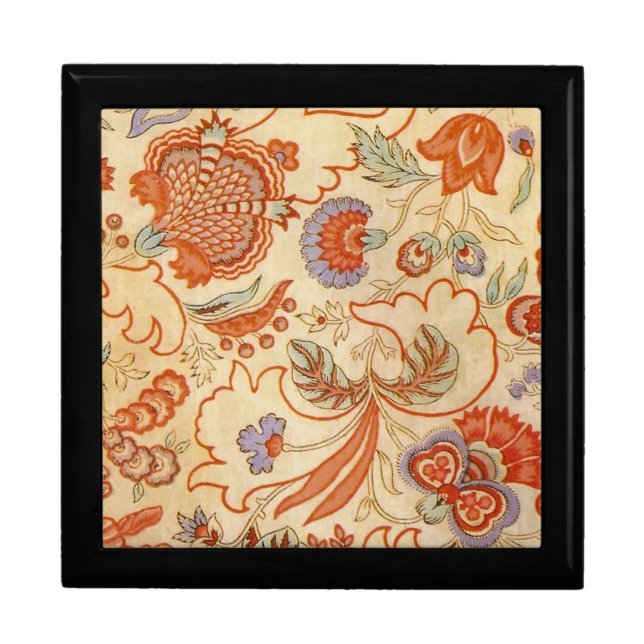 Chintz Paisley Antique Floral Pattern Jewelry Box (Front)