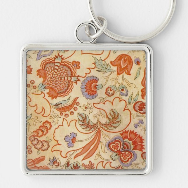 Chintz Paisley Antique Floral Pattern Keychain (Front)