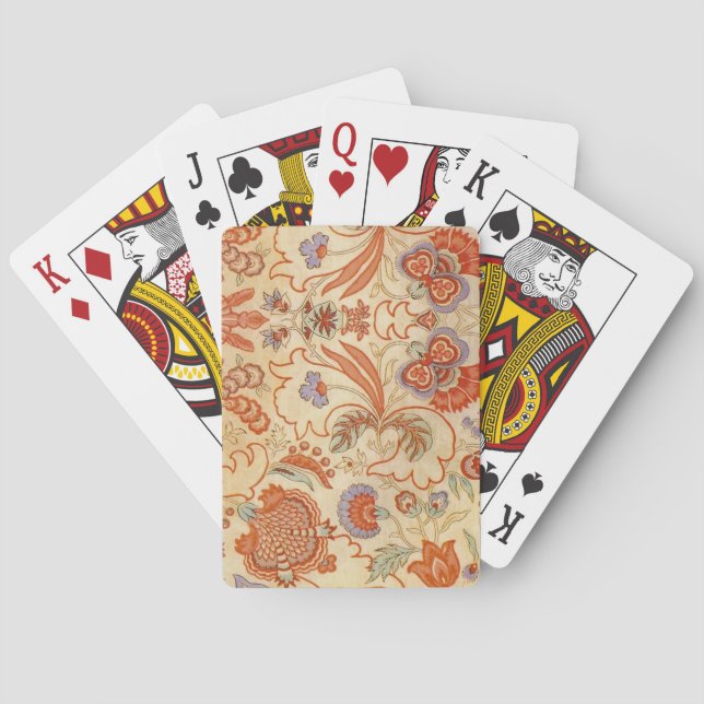 Chintz Paisley Antique Floral Pattern Poker Cards (Back)