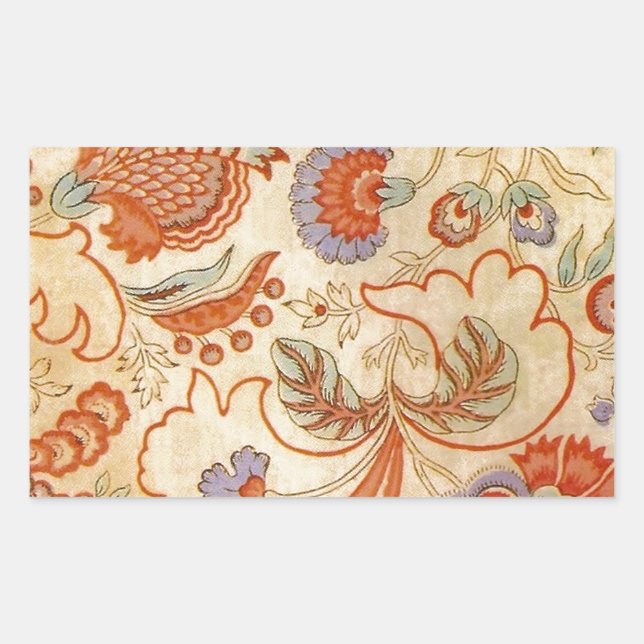 Chintz Paisley Antique Floral Pattern Rectangular Sticker (Front)