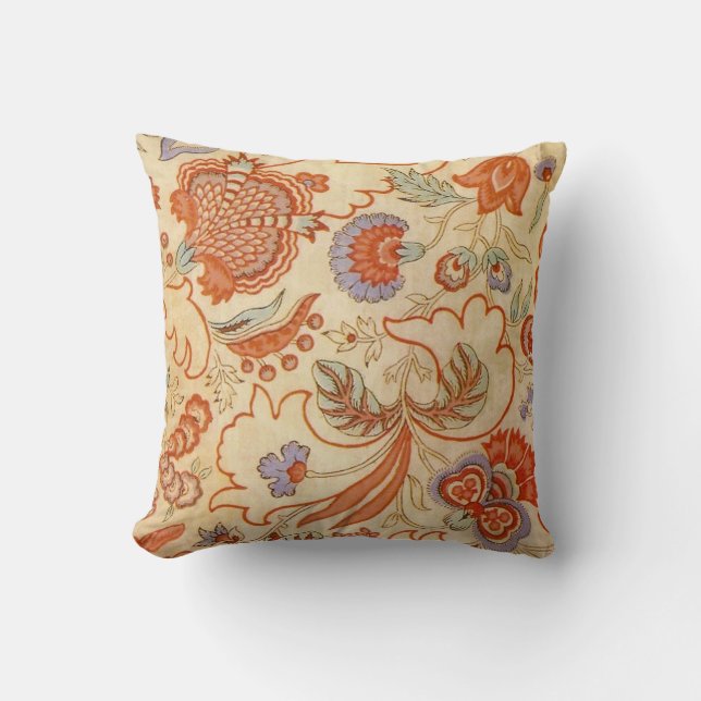 Chintz Paisley Antique Floral Pattern Throw Pillow (Front)