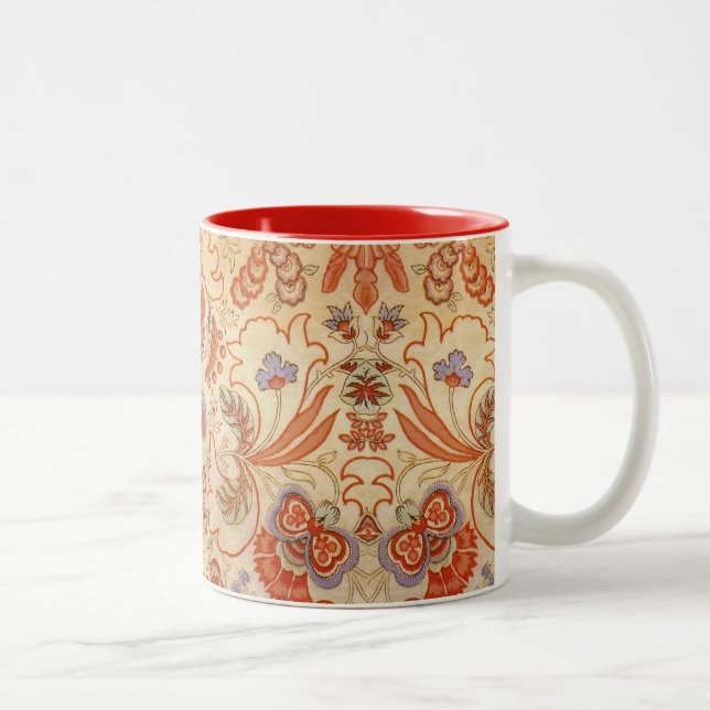 Chintz Paisley Antique Floral Pattern Two-Tone Coffee Mug (Right)