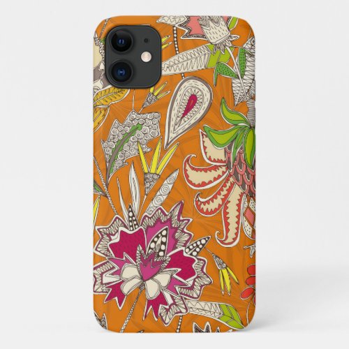 chintz pop orange iPhone 11 case