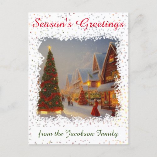 Chintzy Christmas Trees Seasonal Greetings Holiday Postcard