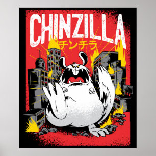 Chinzilla Chinchilla Monster Poster