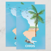 Chios Greece illustrated map. (Front/Back)