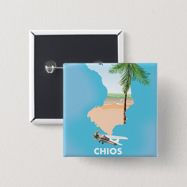 Chios Greece illustrated map. Button (Front & Back)