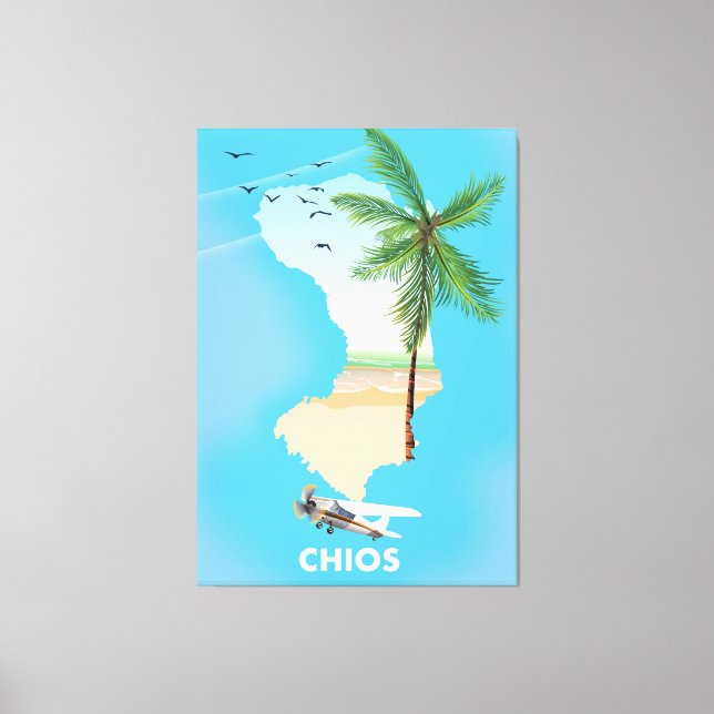 Chios Greece illustrated map. Canvas Print (Front)