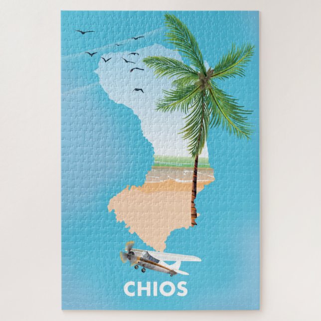 Chios Greece illustrated map. Jigsaw Puzzle (Vertical)