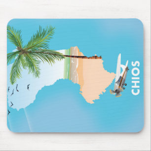 Chios Greece illustrated map. Mouse Pad