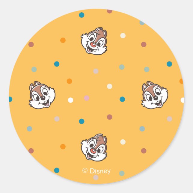 Chip and Dale Polka Dot Pattern Classic Round Sticker (Front)