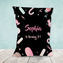 Chip Bag Candyland Black Party Favor Bag