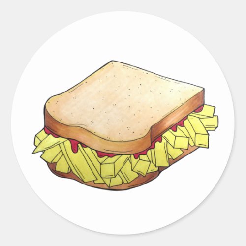 Chip Butty UK British English Food Sandwich Classic Round Sticker