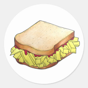 Chip Butty UK British English Food Sandwich Classic Round Sticker