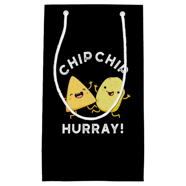 Chip Chip Hooray Funny Happy Crisps Pun Dark BG Small Gift Bag (Front)