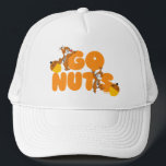 Chip & Dale Go Nuts! Trucker Hat<br><div class="desc">Get ready for some nutty fun with this Chip & Dale design! The mischievous duo, reaching for their beloved acorns, are surrounded by the playful "GO NUTS" text. A vibrant and energetic image, perfect for customizing Zazzle products. Imagine this design on a fun t-shirt, a lively tote bag, or even...</div>