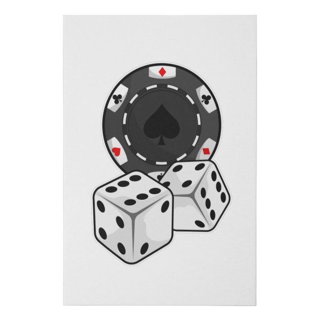 Chip & Dice for Poker Faux Canvas Print (Front)