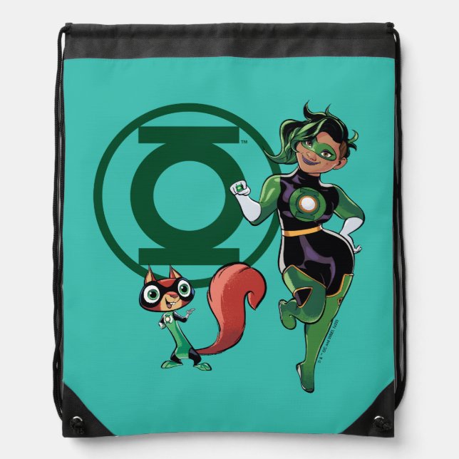 Chip & Green Lantern Drawstring Bag (Front)